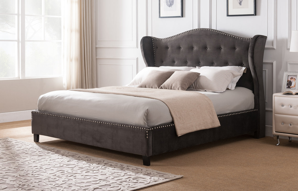 Red Barrel Studio Clendon Wing Back Upholstered Platform Bed & Reviews